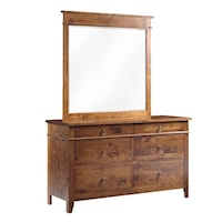 Transitional 6-Drawer Dresser with Attached Mirror
