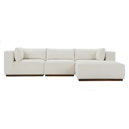 Contemporary Loose Pillow Back Sectional Sofa with Plinth Base