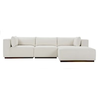 Contemporary Loose Pillow Back Sectional Sofa with Plinth Base