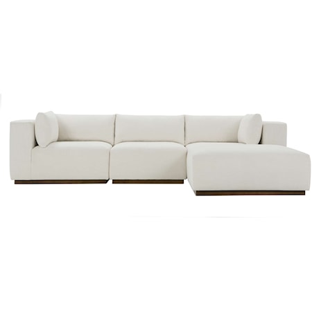 Contemporary Loose Pillow Back Sectional Sofa with Plinth Base