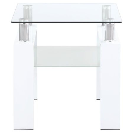 Dyer 1-Shelf Glass Top Side End Table