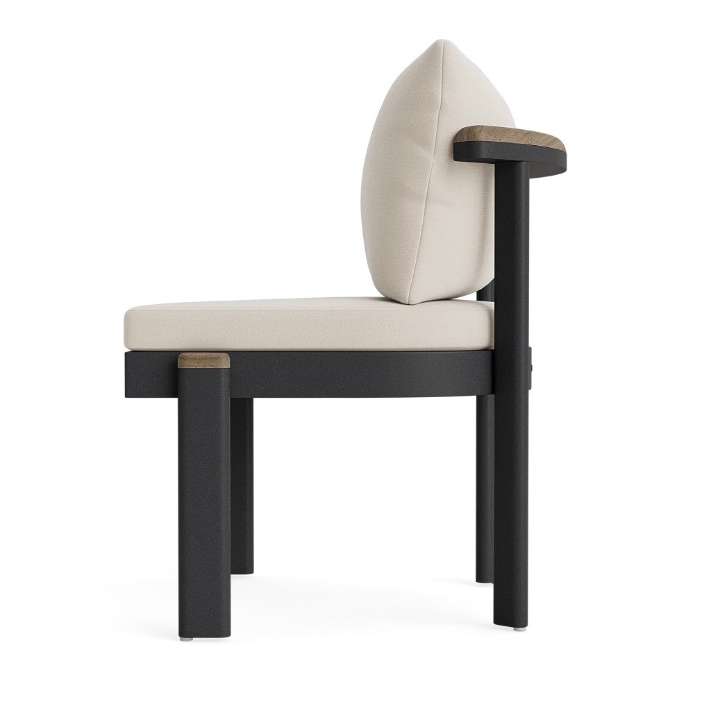 Barrel-Back Side Chair w/Teak Accenting