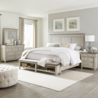 Modern Farmhouse 4-Piece Queen Storage Bedroom Set with Nightstand