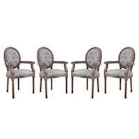 Dining Armchair Upholstered Fabric Set of 4
