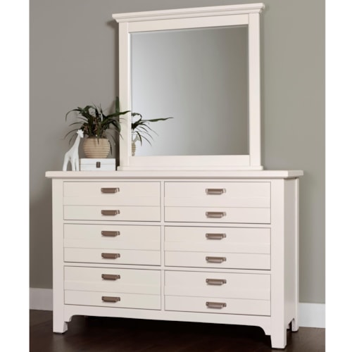 Transitional 6-Drawer Dresser and Landscape Mirror Set