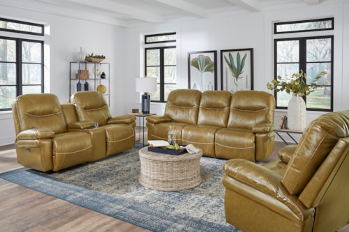 Casual Leather Power Tilt Headrest Space Saver Recliner