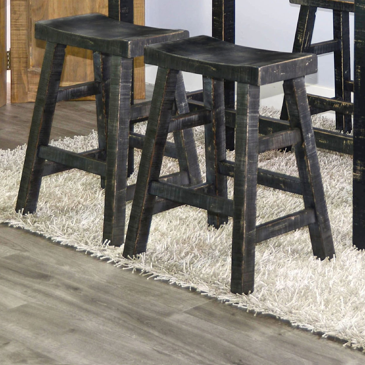 Sunny Designs Marina RUSTIC BLACK 24" SADDLE STOOL |