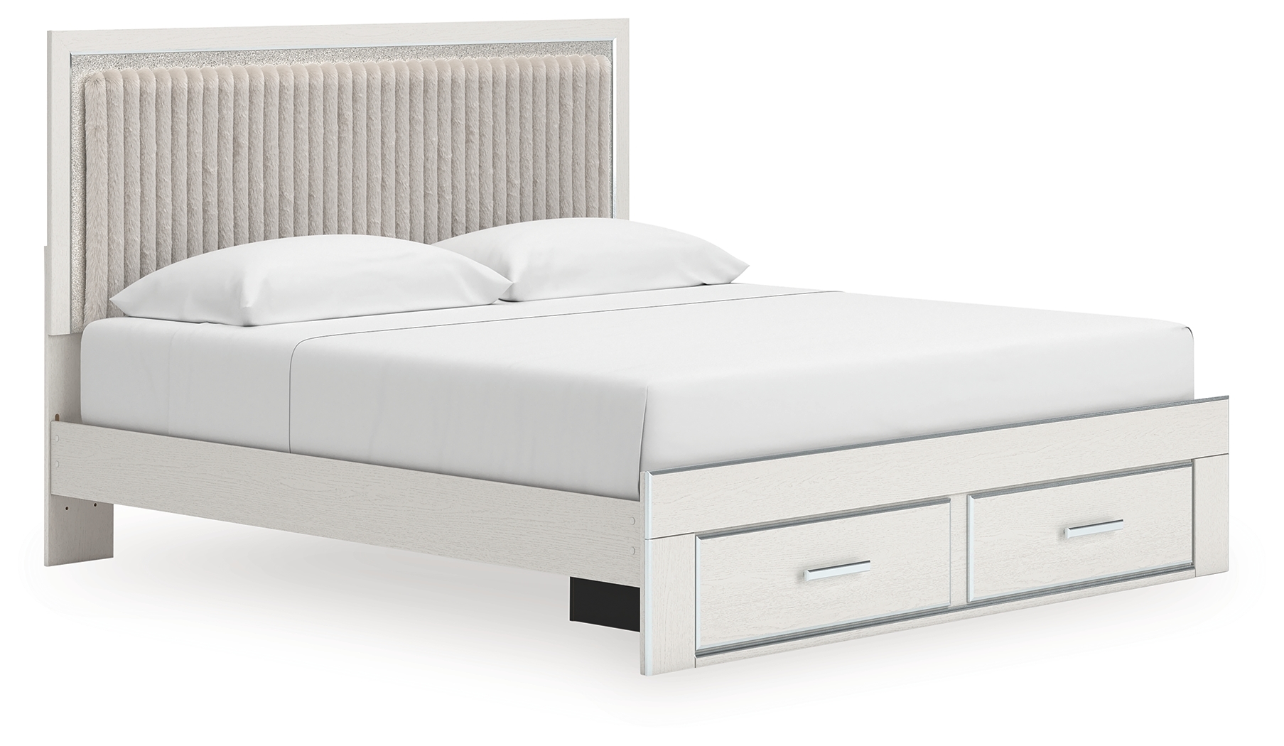 King Upholstered Panel Platform Storage Bed