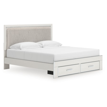 King Upholstered Panel Platform Storage Bed