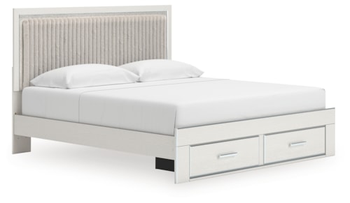 King Upholstered Panel Platform Storage Bed