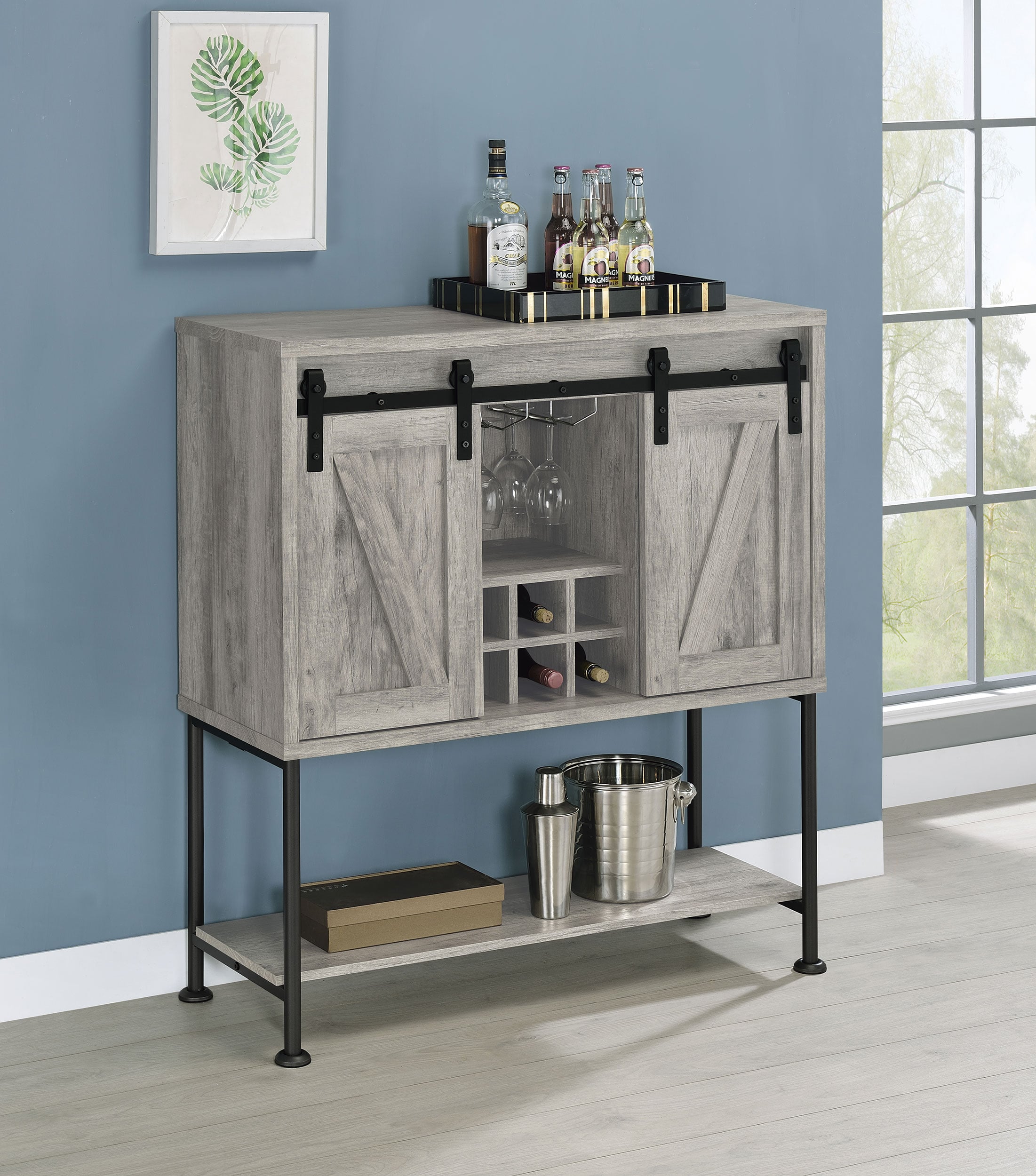 Coaster Claremont Claremont Sliding Door Home Bar Wine Cabinet