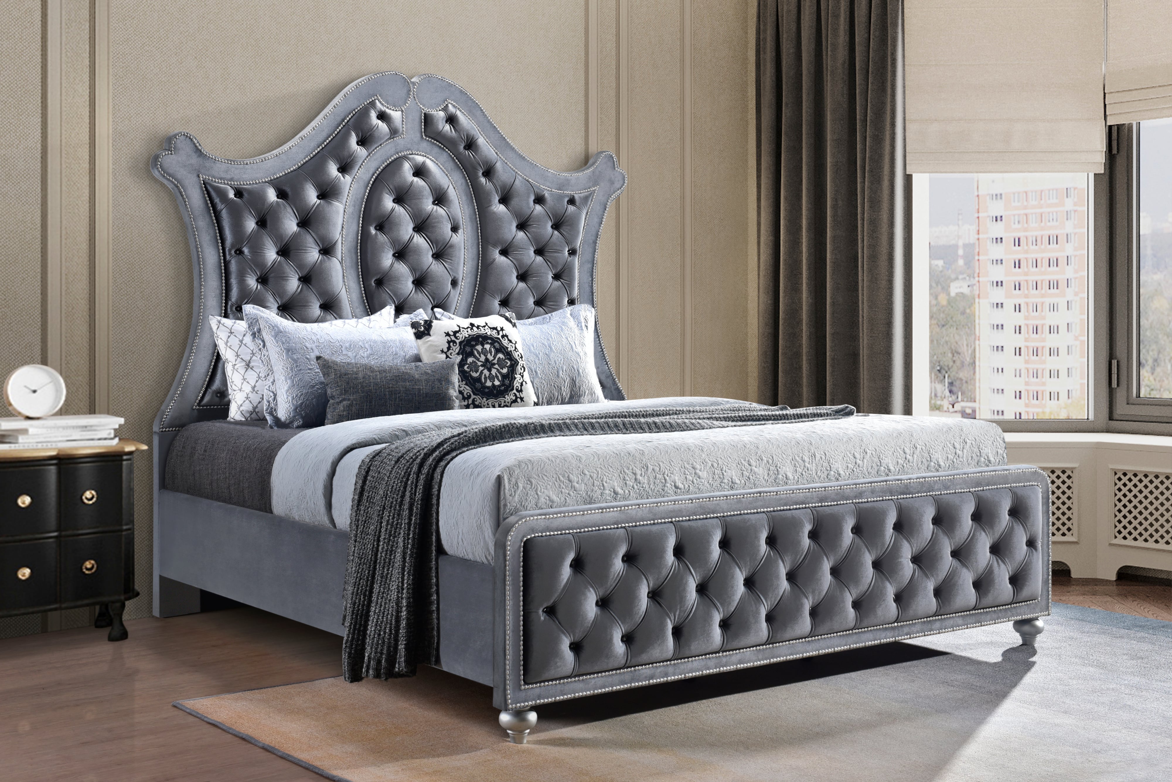 Crown Mark Cameo King Upholstered Bed