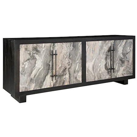 Contemporary Accent Cabinet with Faux Marble Doors