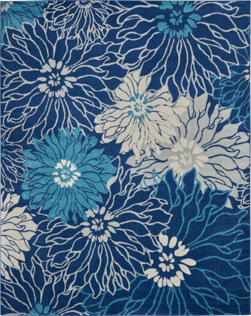6'7" x 9'6" Navy/Ivory Rectangle Rug