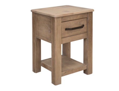 Transitional 1-Drawer Chairside Table with Bottom Shelf