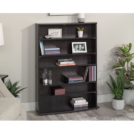 Transitional Multimedia Storage Tower with Adjustable Shelves