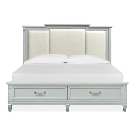 Queen Storage Bed w/Upholstered Headboard