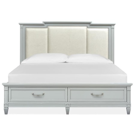 Queen Storage Bed w/Upholstered Headboard