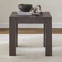 Contemporary Rectangular End Table with Block-Style Legs