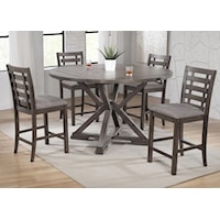 Transitional Rustic 5-Piece Counter Height Dining Table Set