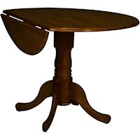 Cottage Round Single Pedestal Dining Table with Drop Leaf