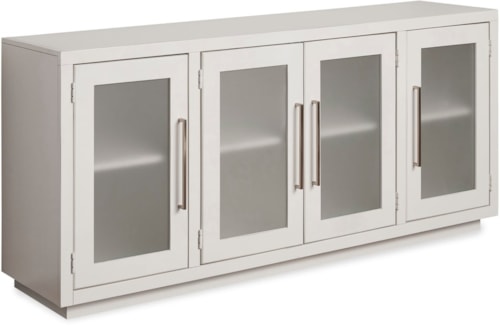 Contemporary 66" Console with 4 Doors and Wire Management