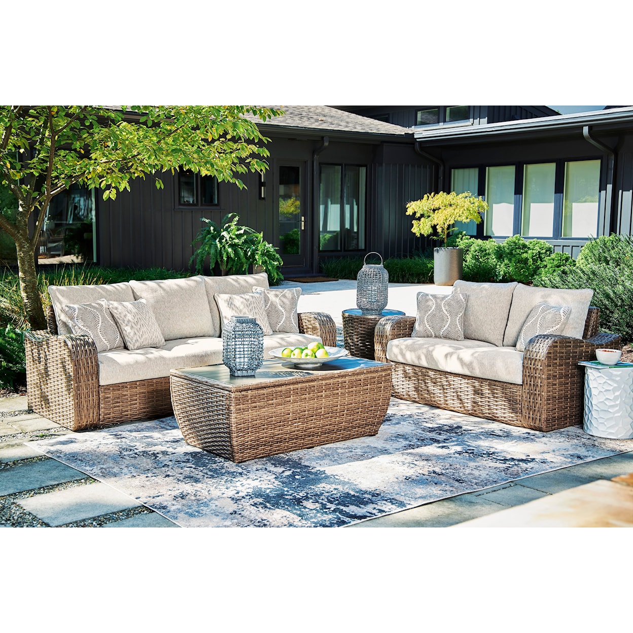 Signature Design by Ashley Sandy Bloom Outdoor Loveseat with Cushion