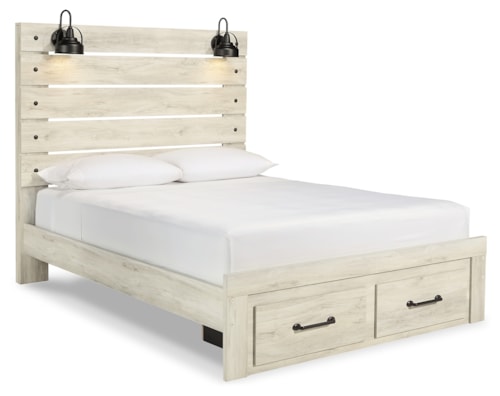 Queen Panel Bed With 2 Storage Drawers