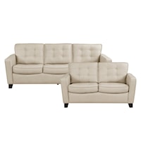 Contemporary 2-Piece Tufted Living Room Set with Tapered Legs