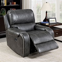 Transitional Power Recliner with Nailhead Trim