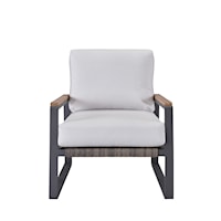 Coastal Outside Living Lounge Chair with Exposed Wood Arms