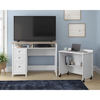 Farmhouse TV Credenza with Concealed Pull-Out Desk