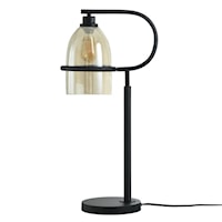 Industrial Black Table Lamp with Down-Facing Bulb Design