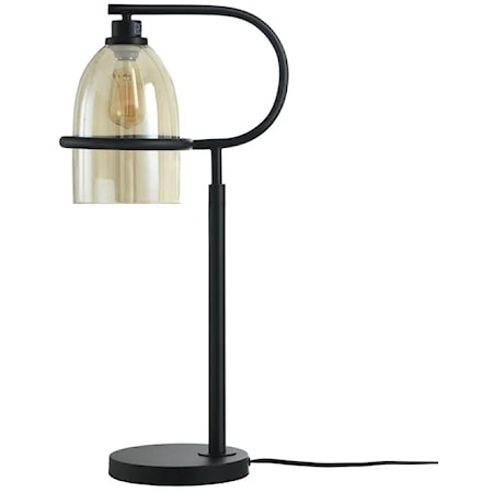 Industrial Black Table Lamp with Down-Facing Bulb Design