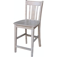 Farmhouse Bar Stool with Slat Back