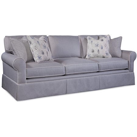 Casual Estate Sofa with Rolled Arms and Skirt