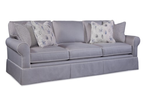 Casual Estate Sofa with Rolled Arms and Skirt