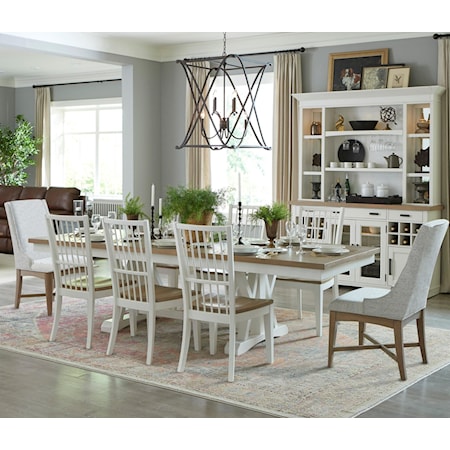 9-Piece Two Tone Dining Set with Host Chairs