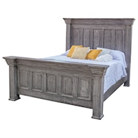 Oversized California King Panel Bed with Distressed Finish