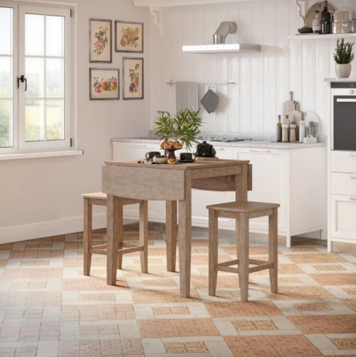 Coastal 3-Piece Counter Dining Set with Backless Stools