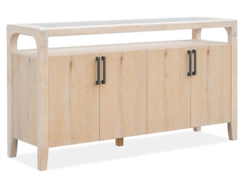 Contemporary 4-Door Dining Room Sideboard with Glass Top