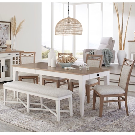 6-Piece Two Tone Dining Set with Bench