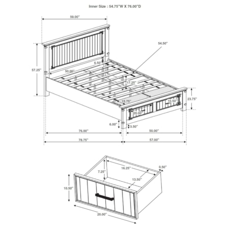 Wood Full Storage Panel Bed