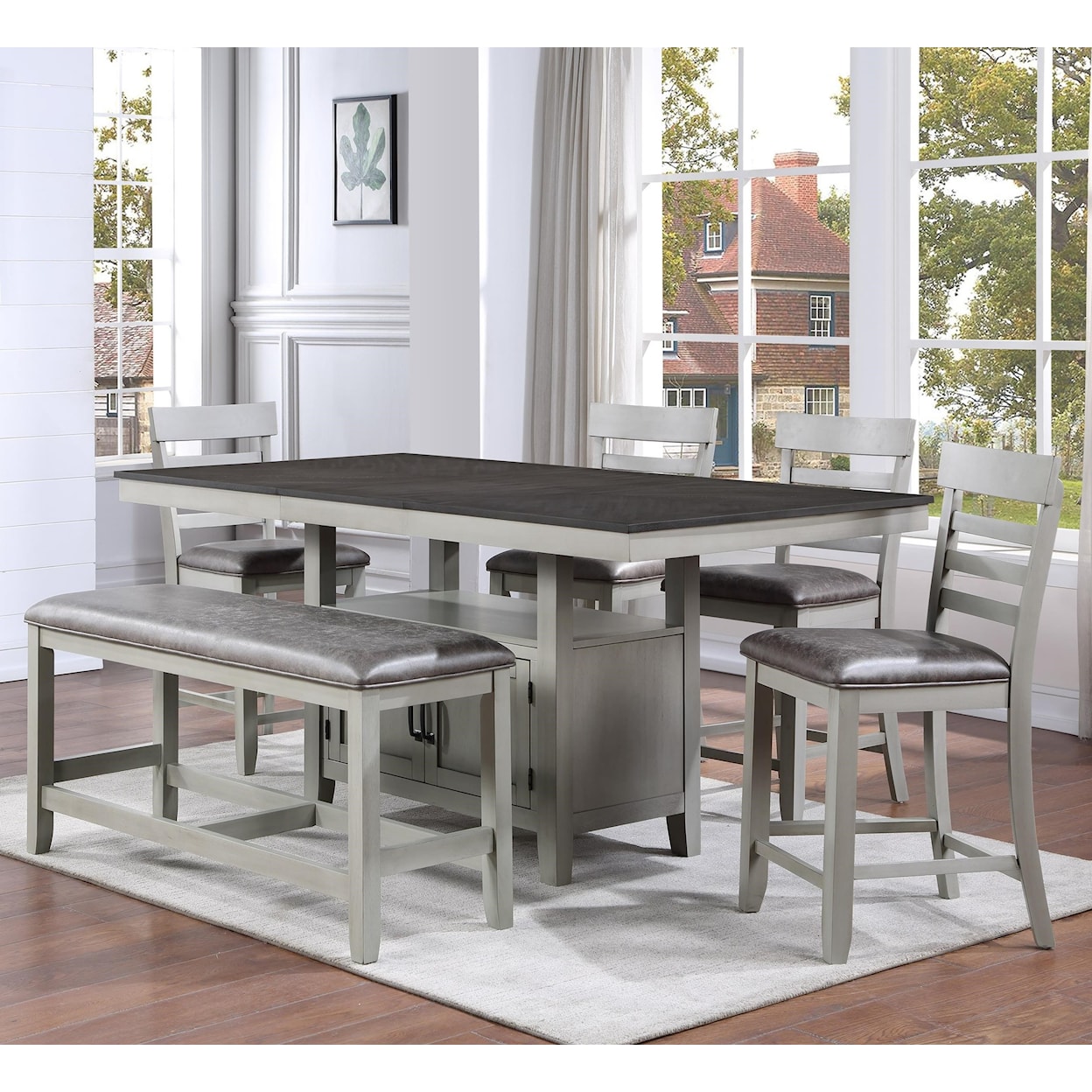 Steve Silver Hyland 6-Piece Counter Table Set with Bench