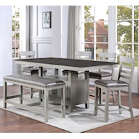 Two-Tone 6-Piece Counter Table Set with Bench