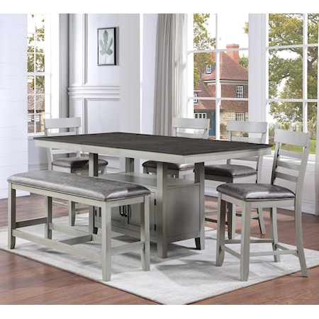 6-Piece Counter Table Set with Bench