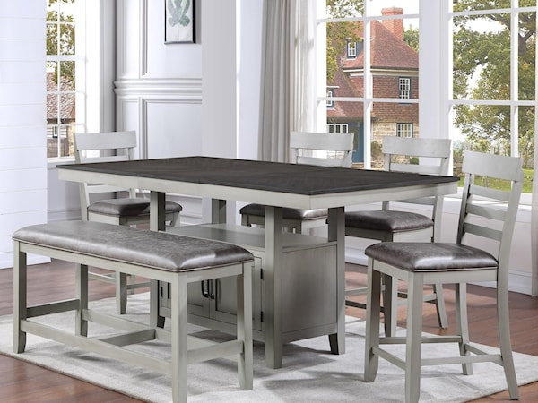 6-Piece Counter Table Set with Bench