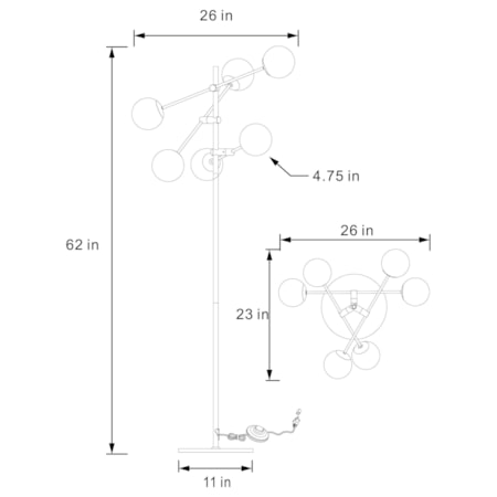 Exline 62-inch Moleculard Orb Floor Lamp