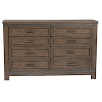 Transitional 8-Drawer Bedroom Dresser with Felt Lined Top Drawers