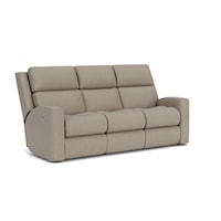 Contemporary Power Reclining Sofa with Power Headrests & Lumbar